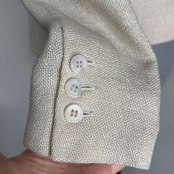 PRADA Women’s Cream Yellow Tweed Button Front Blazer Jacket with Pockets - Picture 5 of 14